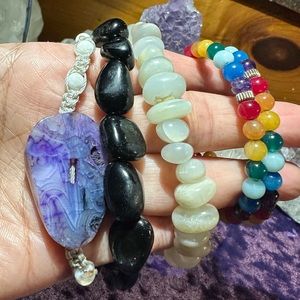 Crystal Bracelet Bundle - 4 stretch adjustable bracelets